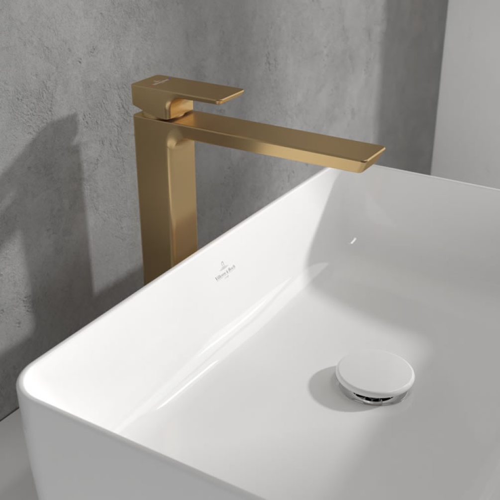 Lifestyle image of Villeroy & Boch Subway 3.0 Brushed Gold Tall Basin Mixer